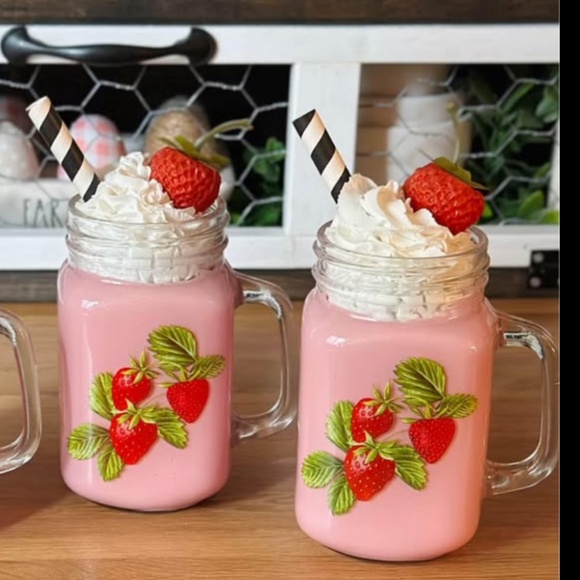 Other - Set of 2 artificial faux whipped strawberry drinks